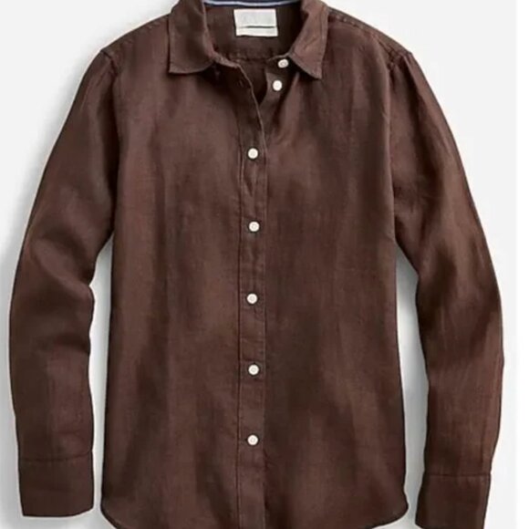 J. Crew slim fit Baird McNutt Irish Linen shirt- Size 4- Chocolate Brown - Picture 1 of 5